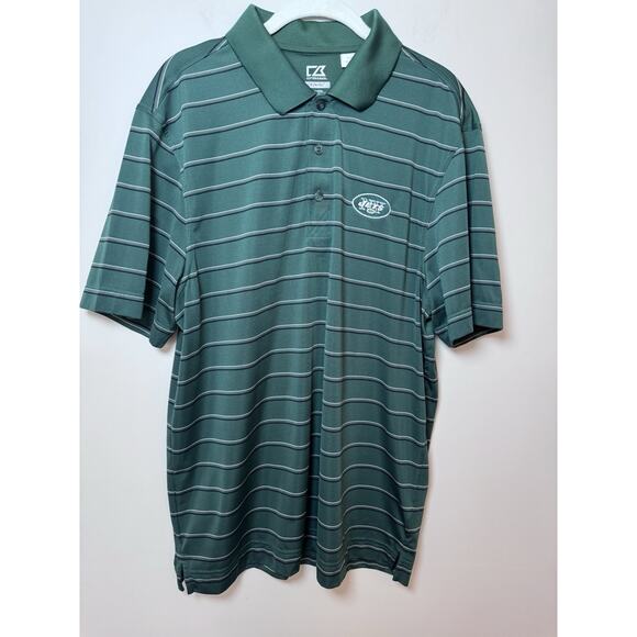 New York Jets Shirt Mens L Green Cutter & Buck DryTec Short Sleeve Polo NFL - Picture 3 of 10